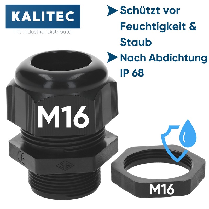Kalitec M16 Cable Gland Plastic 2.5-8 mm Clamping Range I