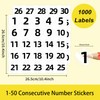 YEGAWEN 1 to 50 Consecutive Number Stickers, 2 inch Transparent