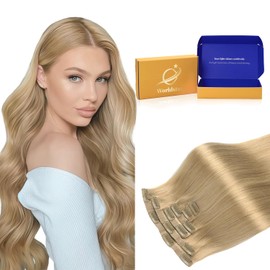 Worldstar Invisi Edge Clip in Hair Extensions Real Human Hair 18 Inch 130g 6pcs #27 Caramel Blonde Seamless Clip in Extensions Remy Hair Invisible PU Skin Weft Extensiones De Cabello Hmano (pu#27-18)