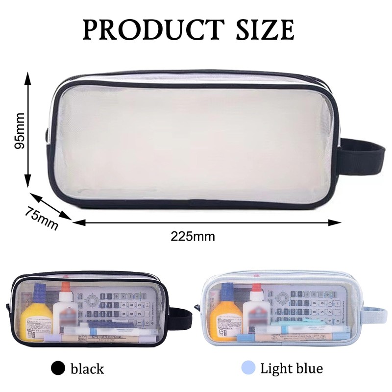MLPKOI 2 PCS Clear Pencil Case for Exams, Transparent Pencil
