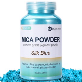 Mica Powder,7.05OZ（200g）,Silk Blue Mica Powder Pigment for Epoxy Resin，Lip Gloss，Paint，Dye，Soap Making，Nail Polish,Candle Making,Bath Bombs(Silk Blue)