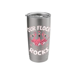 Our Flock Rocks Flamingo Guitar Pink Flamingo Costume Adult Stainless Steel Insulated Tumbler