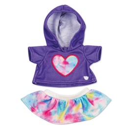 Casdon Build-A-Bear Workshop Purple Heart Clothes Pack | 4 Mix-and-Match Outfits for Furry Friends | Includes Pyjamas, Hoodies & Summer Styles | Dress-Up Fun for Kids Aged 3+