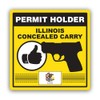Yellow Illinois Concealed Carry Permit Holder CCW Sticker for Water