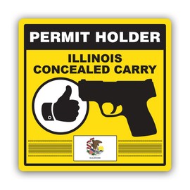 Yellow Illinois Concealed Carry Permit Holder CCW Sticker for Water Bottle Phone Tumbler Hard hat - Twelve Pack