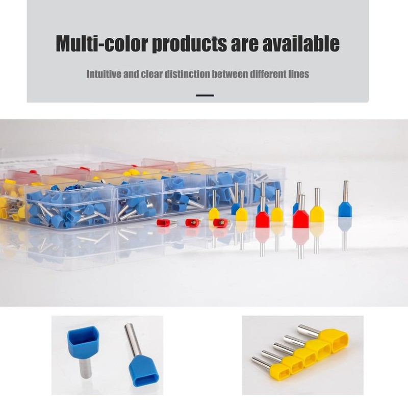 Shusmda Double Wire Ferrules Kit, 500Pcs Wire Ferrule Terminals, Insulated