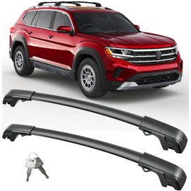 FengYu Lockable Roof Rack Cross Bars 220lb Compatible with Volkswagen VW Tiguan 2018-2024 (Not for Limited) & Taos 2022-2024, Heavy Duty Aluminum Roof Rails Crossbars Cargo Bars Canoe Rooftop Black