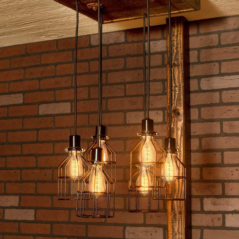 Vintage Pendant Light Fitting, Modern Retro Industrial Style E27 Bronze