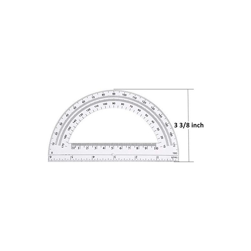 2pcs Plastic Protractors Math Protractor Clear 180 Degree 4"(10cm) and