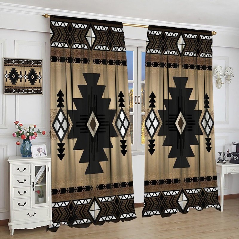 Aztec Curtains, Retro Southwestern Ethnic Geometric Window Treatments for Living