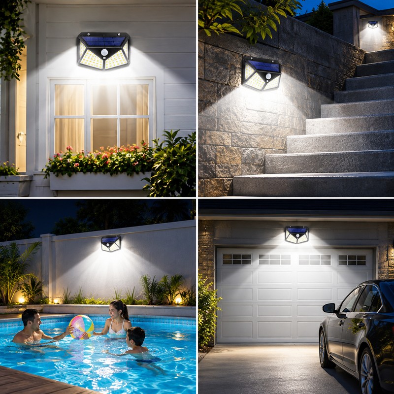 100 LED Solar Wall Light for Outdoor Lighting – Motion
