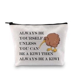 PLITI Kiwi Gifts New Zealand Bird Lovers Gift Always Be Yourself Unless You Can Be a Kiwi Funny Kiwi Bird Themed Makeup Bag (Be a kiwi bagU)