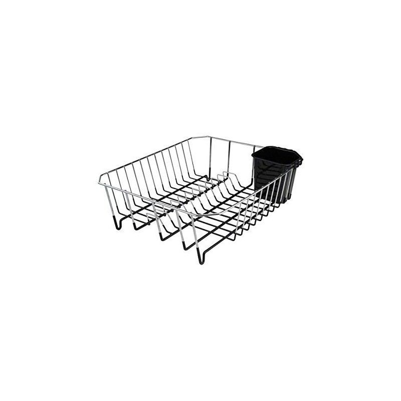 APOLLO Chrome Rectangular Dish Drainer with cutlery holder, 364x314x120 mm