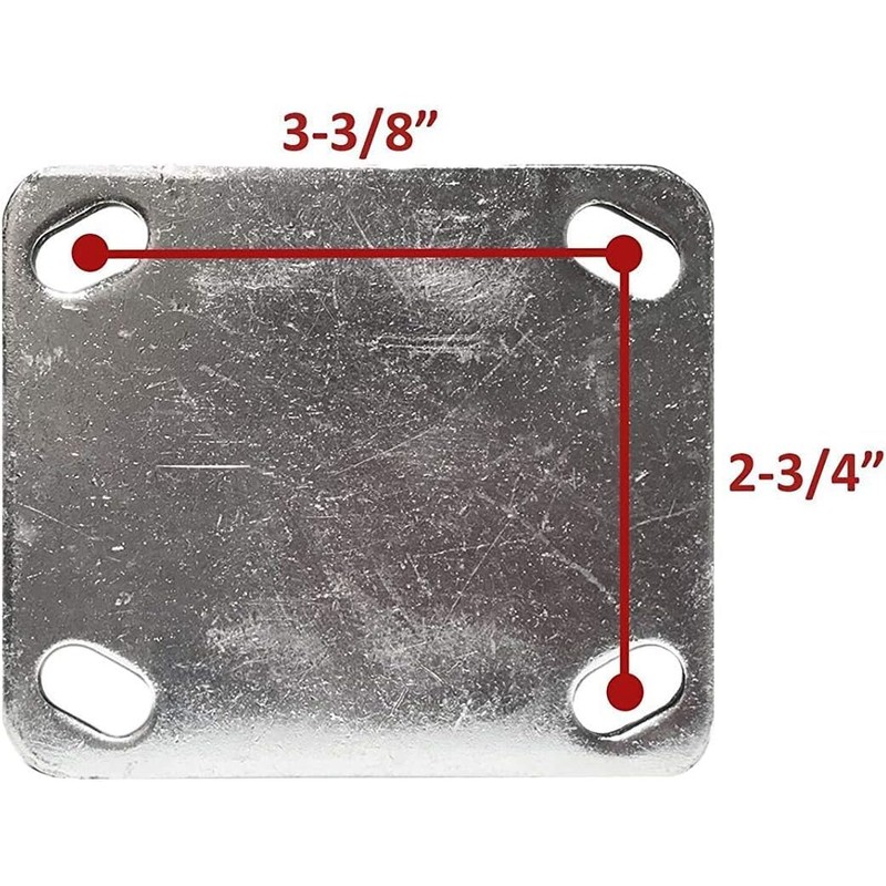 4-Pack Ultra H.D. Plate Casters Quiet Rolling/Non-Marking (2-Swivel and 2-Fixed)