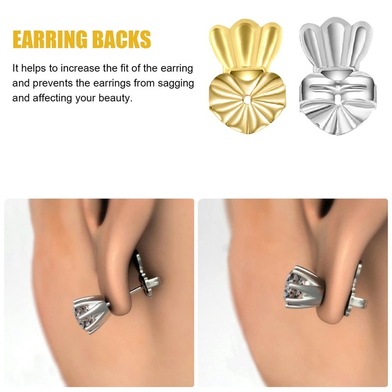 Earring Lifters, 3 Pairs Adjustable Hypoallergenic Earring Backs for Droopy