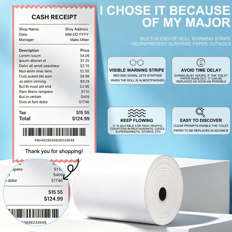 Sticky Thermal Receipt Paper 3 1/8" x 170' | 6
