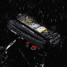 WILD MAN - Soporte para teléfono a prueba de lluvia tipo manubrio con visualización táctil para MTB Mountain Road Bike Ciclismo (X3, negro)