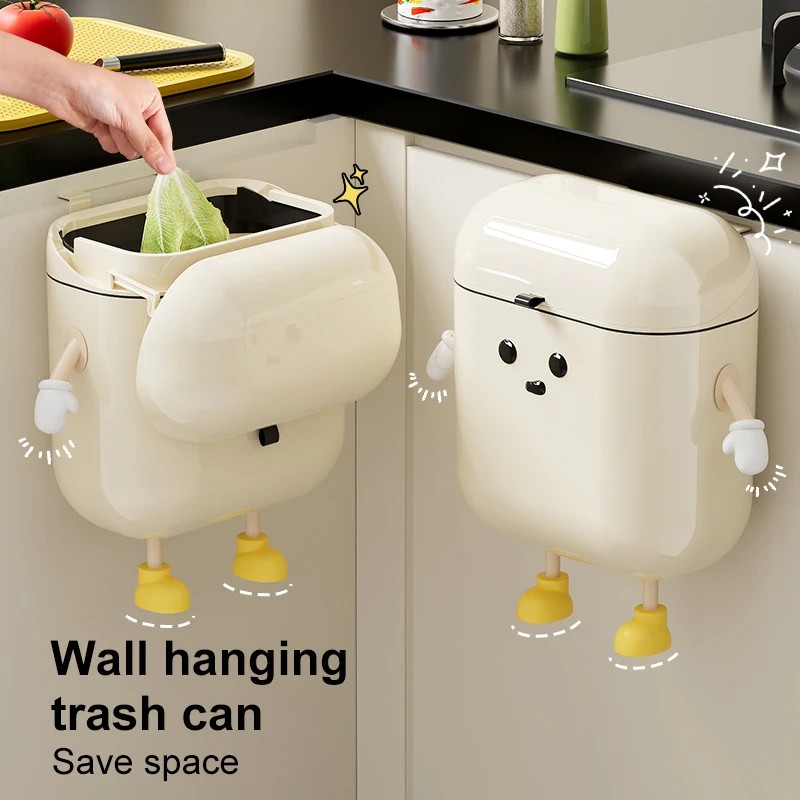 UFORU US Stock Creative Cute Hanging Dustbin Design Plastic Kitchen