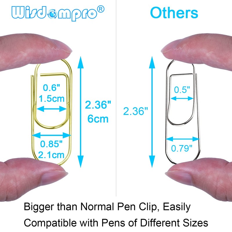 Wisdompro Pen Clip for Notebook Gold, 12 Pack Stainless Steel