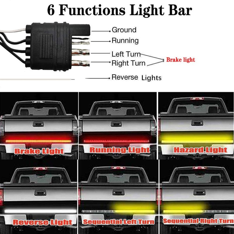 Ricoy 60inch Triple-Row 6-Function Amber Sequential Turn Signal LED Truck