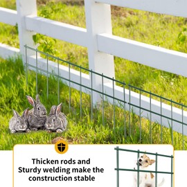 Adavin No Dig Animal Barrier Fence Green Garden Fences, 10 Pack 20 in(L) X10 in(H) Dog Under Fence Barriers, 2 Inch Gap for Dog Rabbits Fences Panel Ground Stakes for Outdoor Patio. Total 17 Ft(L)