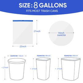 Yhywcy Bolsa De Basura De 8 Galones Con Cordón Mediano Para Botes De Basura De 8 Galones, Cocina, Dormitorio, Baño, Sala De Estar, Oficina, Restaurante, Elástico Grueso (60 Unidades)