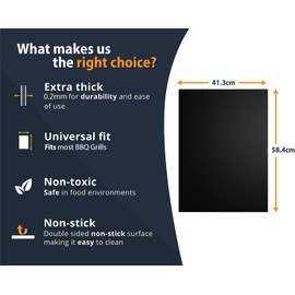 Extra Large BBQ Grill Mat (3 Pack) - BBQ Mats for Gas Grill Reusable, Non Stick Heat Resistant BBQ Mat, BBQ Sheets Grilling Mats, BBQ Mats for Charcoal Grill & Electric, Must Have BBQ Accessories