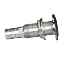 Attwood 66547-3 Stainless Steel Straight Thru-Hull Valve Fitting, Barbed, Standard Length, for 3/4-Inch Interior Diameter Hose