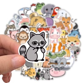 50Pcs Animal Stickers Waterproof Animal Stickers Vinyl Decals for Kids Teens Adults, for Water Bottle Laptop Skateboard and Much More (50 Animal Stickers)