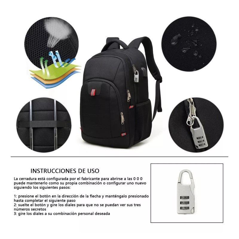 Wowomart XW0100 Mochila para portátil 17 pulgadas Mochila escolar impermeable