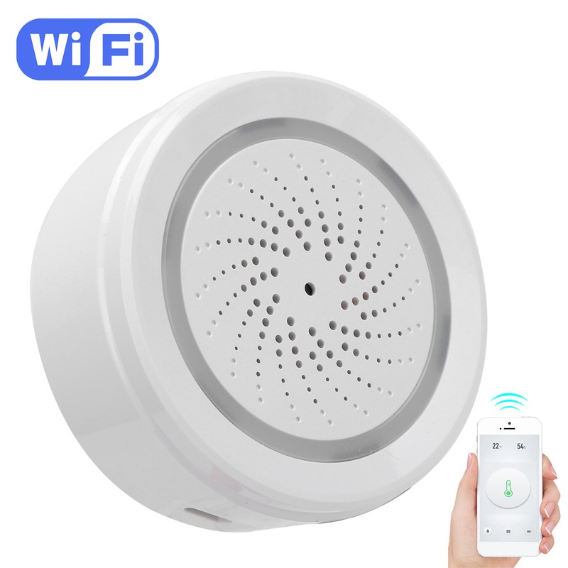 2.4GHz WiFi Temperature Humidity Sensor Detector Sound Light Alarm Smart