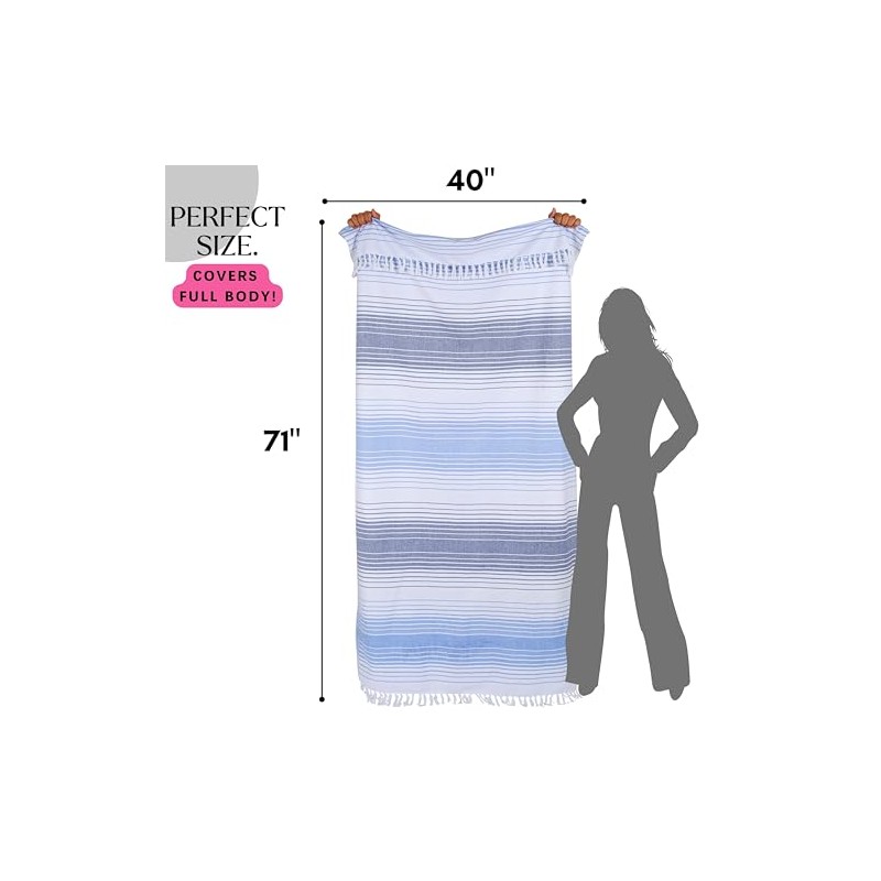 Oversized Turkish Beach Towels - 6 Pack, Quick Dry &