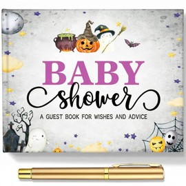 27 Pcs Halloween Baby Shower Guest Book with Sonogram Page