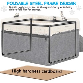 UNICITII Dog Car Seats for Small Dogs-Elevated Pet Dog Booster Seat for Dog,Raised Dog Lookout Car seat w/Clip-On Safety Leash Adjustable Pet Travel Seat