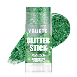 YBUETE Green Face and Body Glitter Stick for St. Patrick's Day, Hair Lip Eye Glitter Accessories for Sparkling Makeup, Saint Patrick’s Day Sparkle Face Glitter for Festive Parties and Carnivals