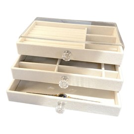 Terafeels Jewellery Box for Women with 3 Drawers Jewellery Organiser for Earring Bangle Bracelet Necklace and Rings Storage Clear Acrylic Jewellery Box Earring Holder 9.3 x 5.3 x 4.2 Inch (1507)