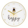 UK-HOME-BARGAINS 20cm BUMBLE BEE Small Round Wall Clock Polished Yellow