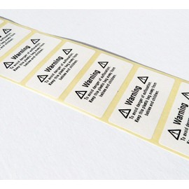 100 x Labels 25MM X 50MM Warning Suffocation Labels Danger Bags Stickers Child Safety AMZ012