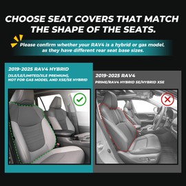 FEINEPRO Seat Covers for Toyota RAV4 1:1 Custom Fit - Faux Leather Car Seat Covers Full Set for RAV4 2019-2025 Hybrid XLE LE Limited XLE Premium (Not for XSE/SE Hybrid) - Black