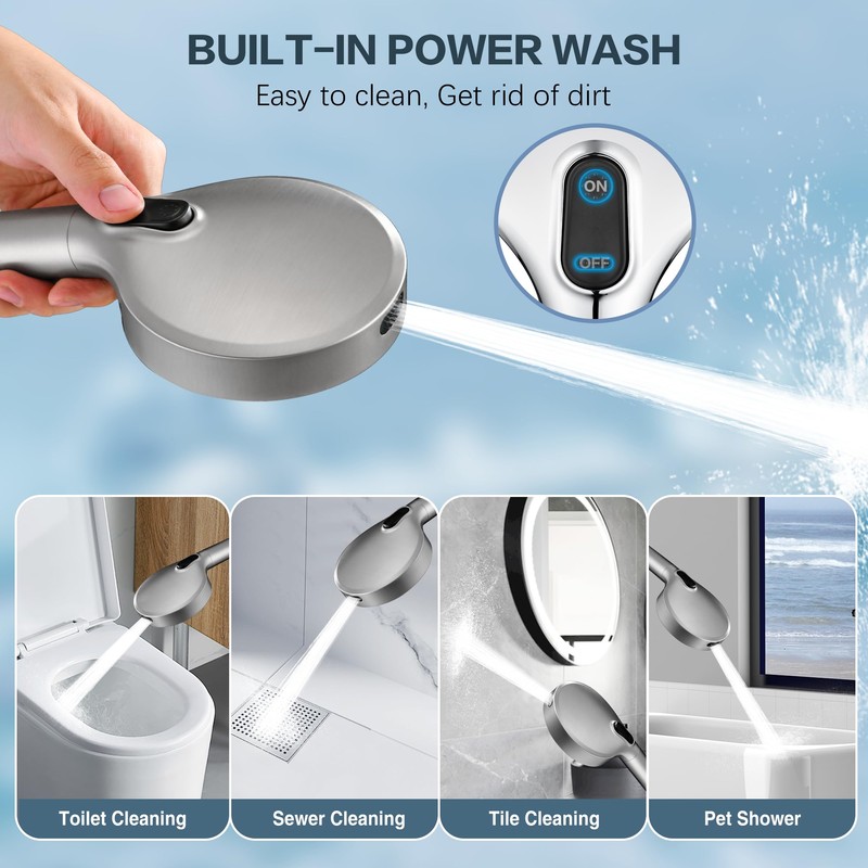 BRIGHT SHOWERS Filtered Shower Head with Handheld, High Pressure 9
