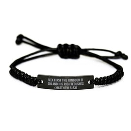 Seek First The Kingdom Of God And His Righteousness Bracelet Matthew 6:33 Bracelet Matthew 6 33 Baptism Communion Gifts For Him Her Men Women Stainless Steel Bracelet