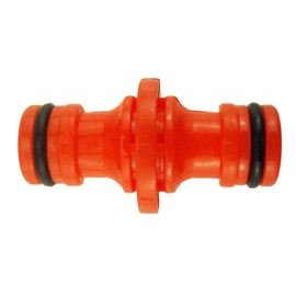 Orange Double Male Garden Hose Connector, No Leak, Irrigation System, contability to Hozelock and Other Standard 1/2 inch Watering System, (1)