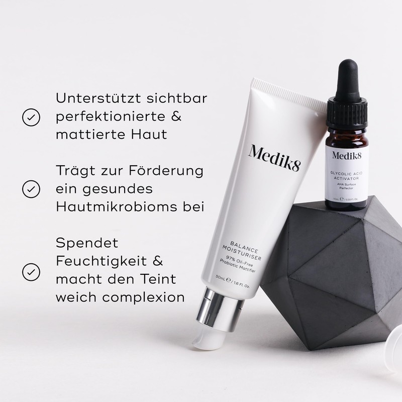 Medik8 Balance Moisturiser & Glycolic Acid Activator - 97% Fat-free
