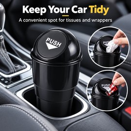 Car Trash Can with Lid for Cup Holder – Compact PP Waste Bin for a Cleaner, More Organized Car Interior on Daily Drives