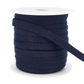 BENECREAT 27.34Yards Prussian Blue Flat Replacement Cotton Cords, 10mm Wide Flat Drawstring Cord Rope with Plastic Spools for Garment Accessories Sports Pants Sweater