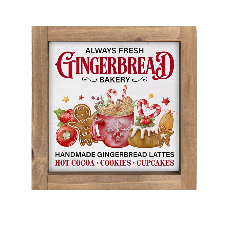 pechpell Gingerbread Christmas Baking Decorations, 6 Inch Wooden Gingerbread Bakery