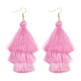 Colorful Layered Tassel Earrings Bohemian Dangle Earrings for Women Girls Christmas Valentines Day Gift