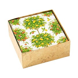 Caspari Citrus Topiaries Boxed Paper Cocktail Napkins in White - 40 Per Box