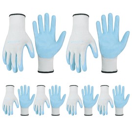 HANDLANDY 6 Pairs Gardening Gloves for Women Latex Free, Breathable Nitrile Coated Secure Grip Garden Gloves Yard Work Gloves (Blue, M)