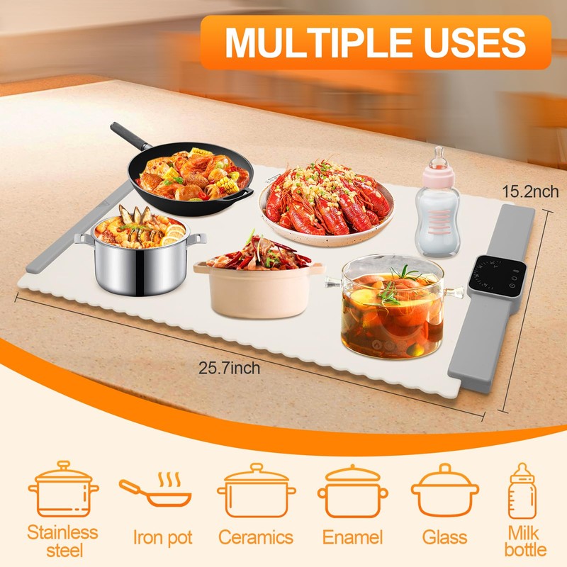 Paninluo Electric Warming Tray with Adjustable Temperature（5 Level）,Foldable Flexible Food